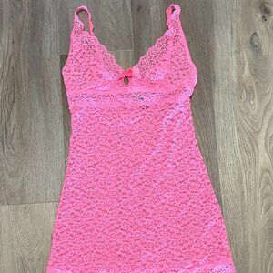 NWT Victoria's Secret Sexy Little Things Hot Pink Stretch Lace Teddy Chemise S